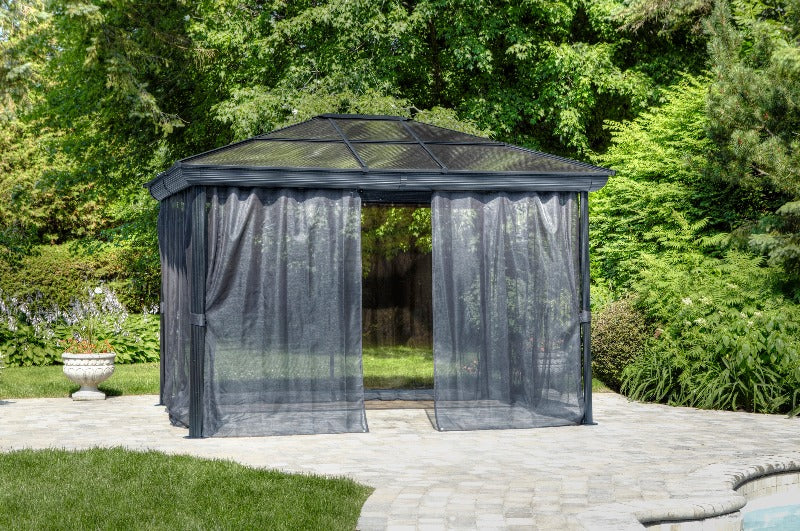 Gazebo Penguin Venus Gazebo Polycarbonate Roof 10'x10' front view mosquito net