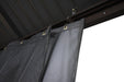 Corriveau Outdoor Furniture Grey Side Curtains for Gazebo - 10'x10' (Safezone Material) view of curtains and net attached to hooks