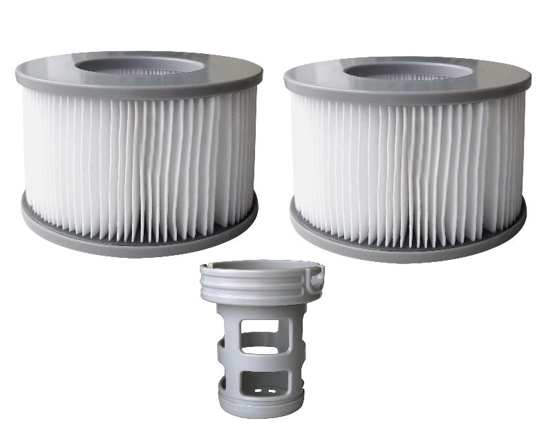 Backyard Lifestyles MSpa Filter Cartridge Set (Filter + Base) front view of 2 cartridges and 1 base