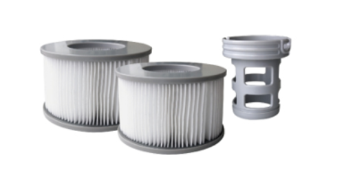 Backyard Lifestyles MSpa Filter Cartridge Set (Filter + Base) front view of 2 filters and 1 base